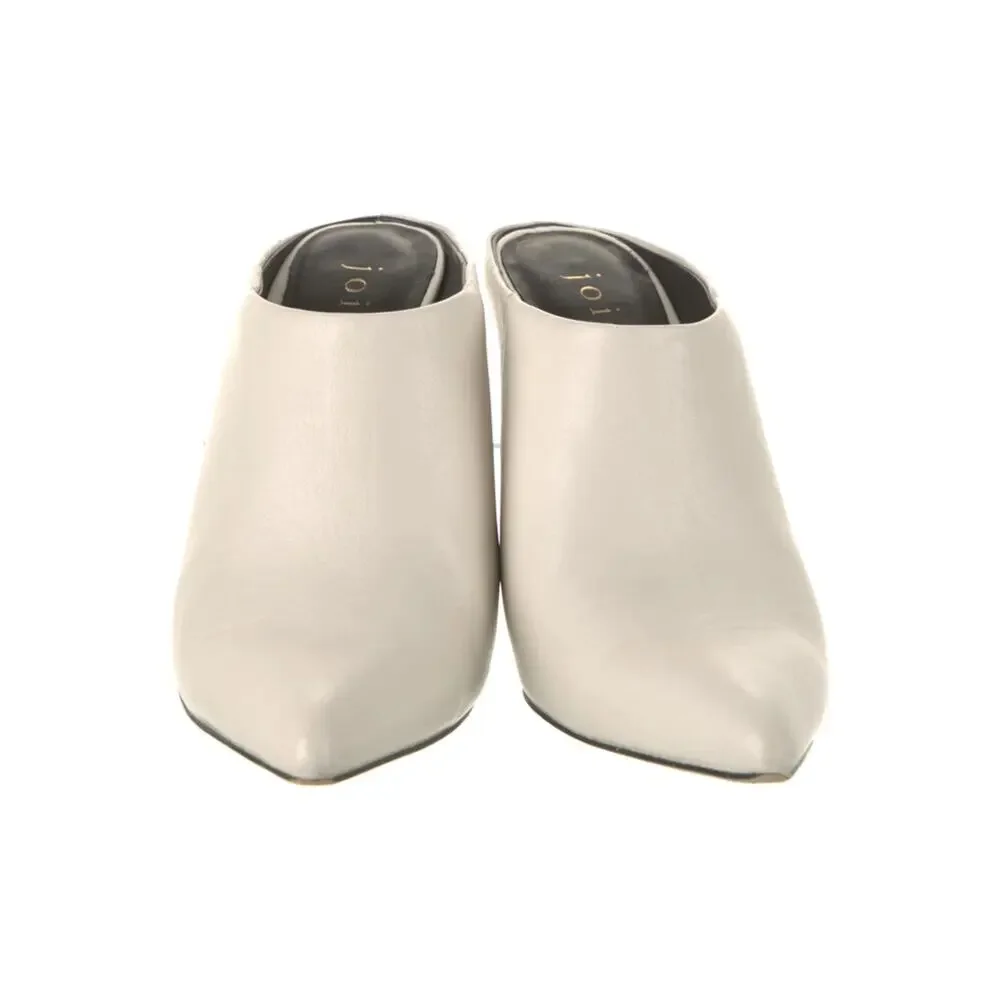 JOIE Aline Ivory Leather Pointed Toe Stiletto Mule Heels Pumps 36.5